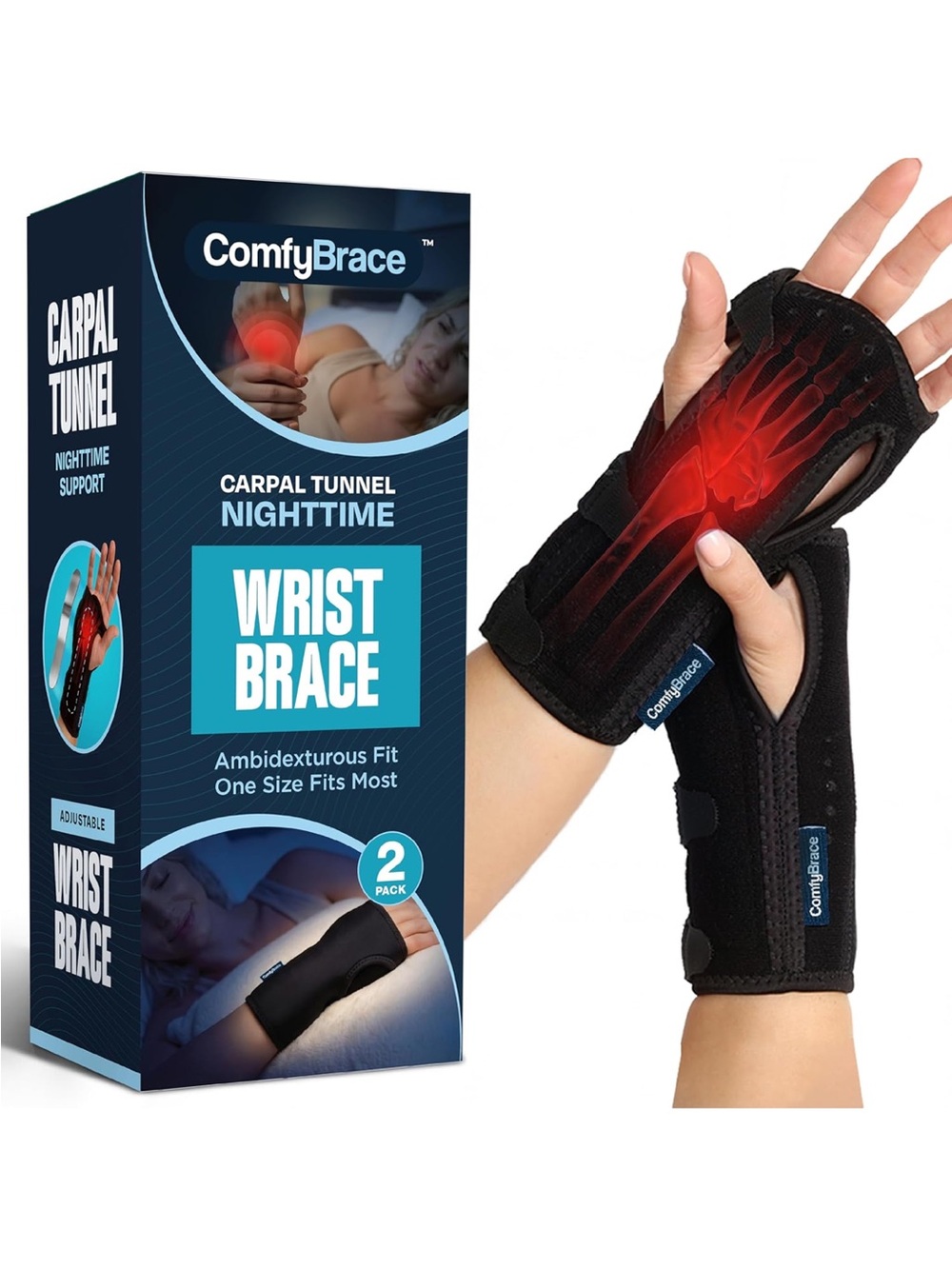 Black Wrist Brace for Carpal Tunnel Relief